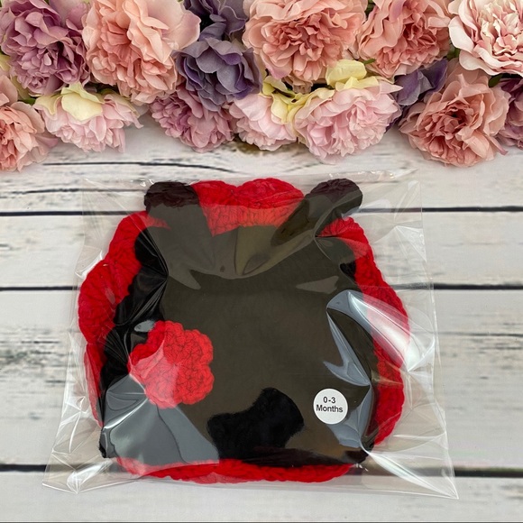 Newborn Baby Crochet Ladybug Outfit Photo Prop - Picture 16 of 16